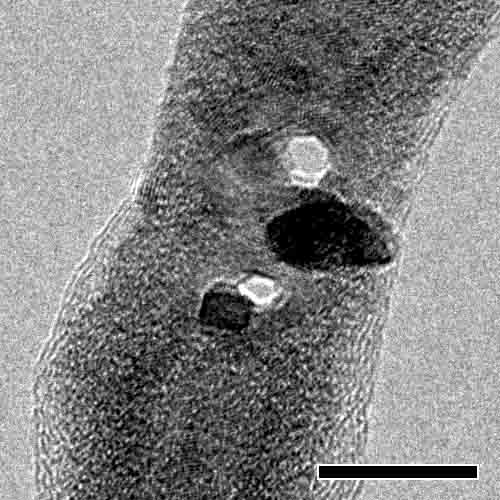 Two nanoholes etched in a nanowire using e-beam.